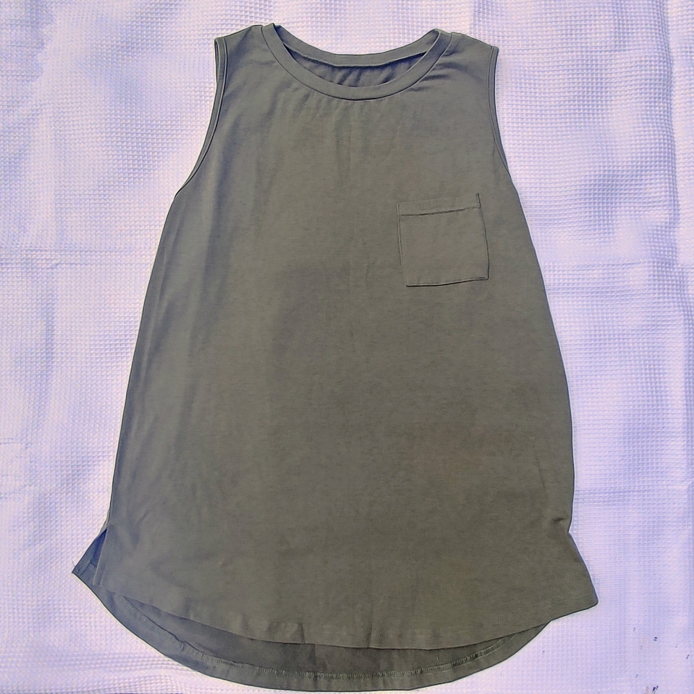 Sleeveless Olive Green Tank Top